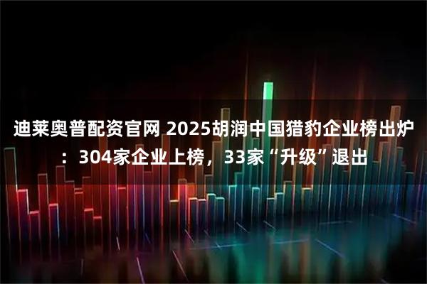 迪莱奥普配资官网 2025胡润中国猎豹企业榜出炉：304家企业上榜，33家“升级”退出